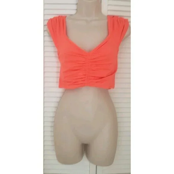 NEW FREE PEOPLE MOVEMENT BREATHE DEEPER CROP TANK BLOOD ORANGE MEDIUM - Picture 4 of 9